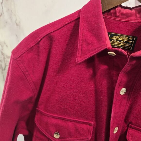 Eddie Bauer Shirt Mens Large Red Flannel Chamois Vintage Pheasant Embroidery - Picture 3 of 12